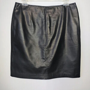 Apostrophe Black Genuine Leather Pencil Skirt Size 10 Petite